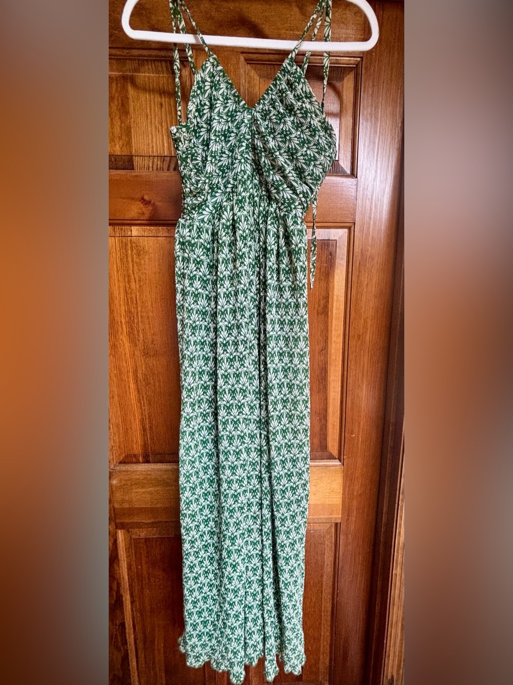 Sincerely Jules Green Floral Maxi Dress with Spaghetti Straps